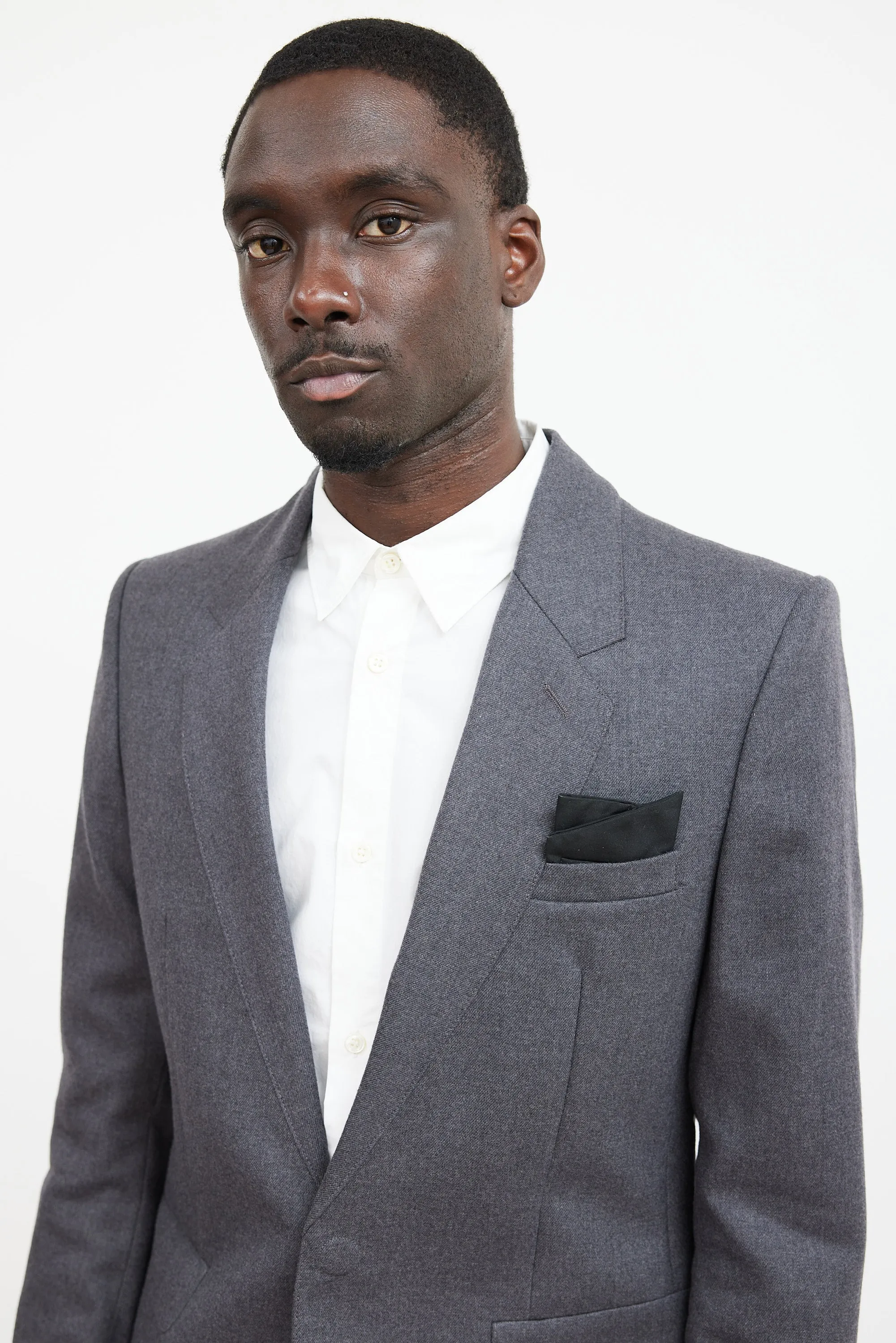 Black & Multicolour Leather Rose Pocket Square