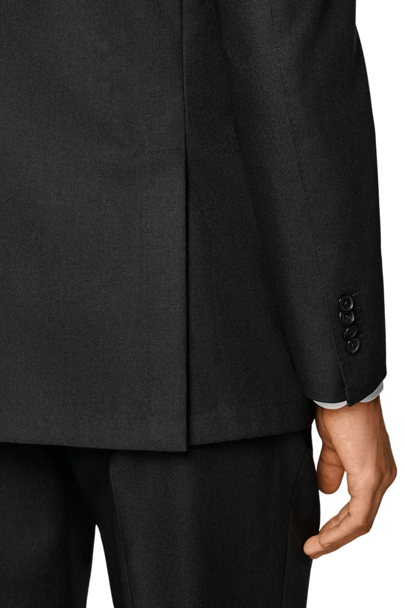 Black Wool Single Breasted 2-Piece Suit
