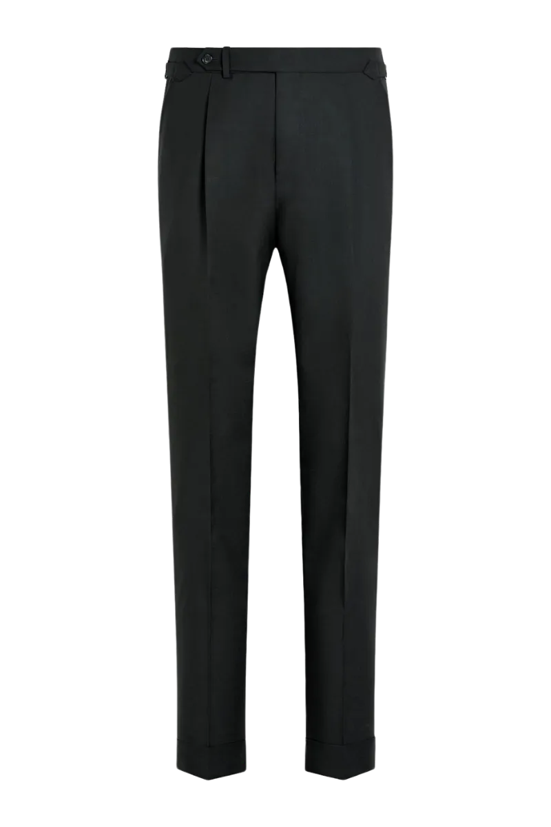 Black Wool Single Breasted 2-Piece Suit