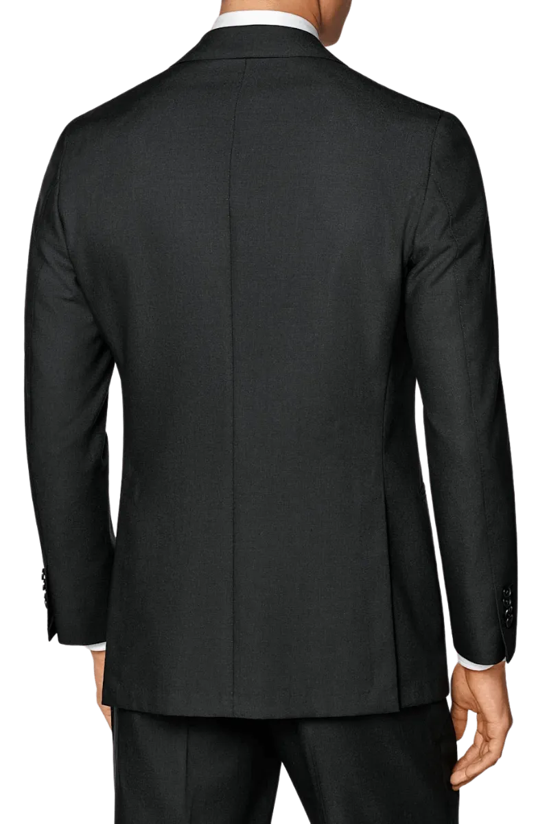 Black Wool Single Breasted 2-Piece Suit