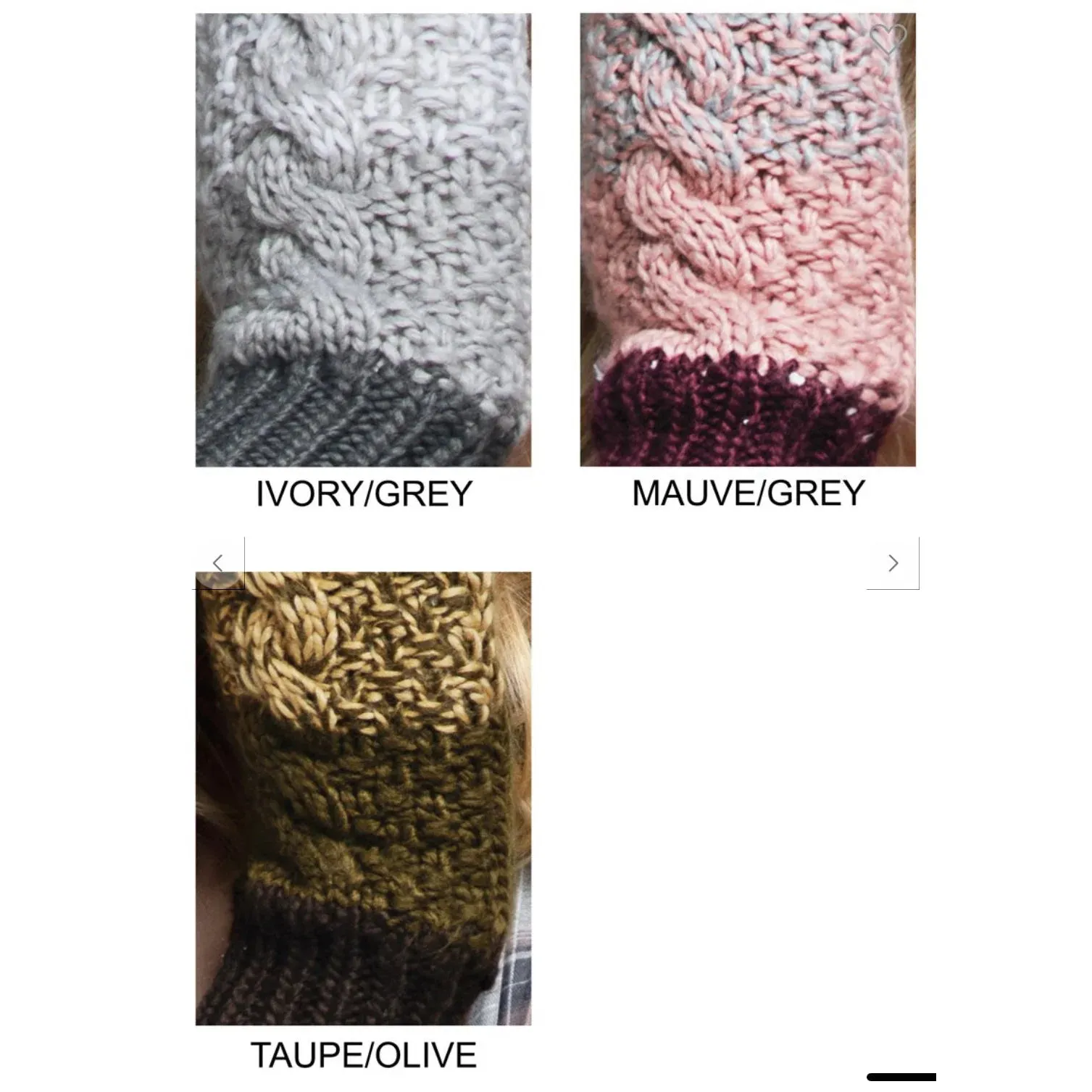 Cable Knit Mittens - Mauve / Grey