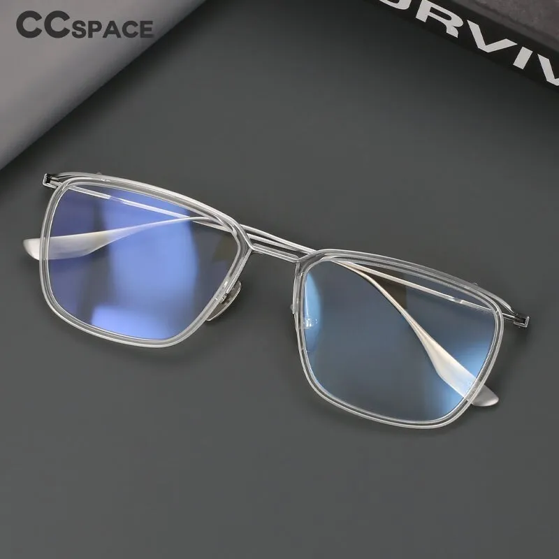 CCspace Men's Semi Rim Square Titanium Eyeglasses 55920