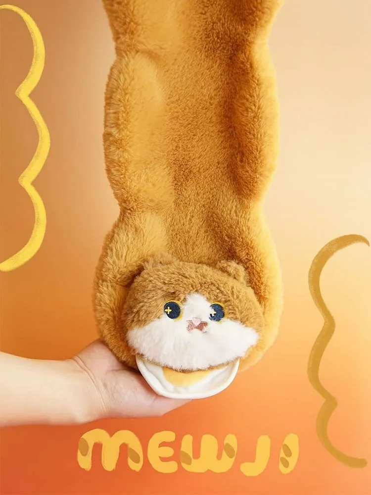 Cute Cat Brown Plush Scarf