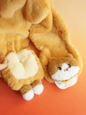 Cute Cat Brown Plush Scarf