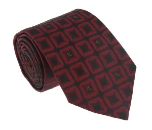 Roberto Cavalli ESZ033 02000 Red Geometric Square Tie