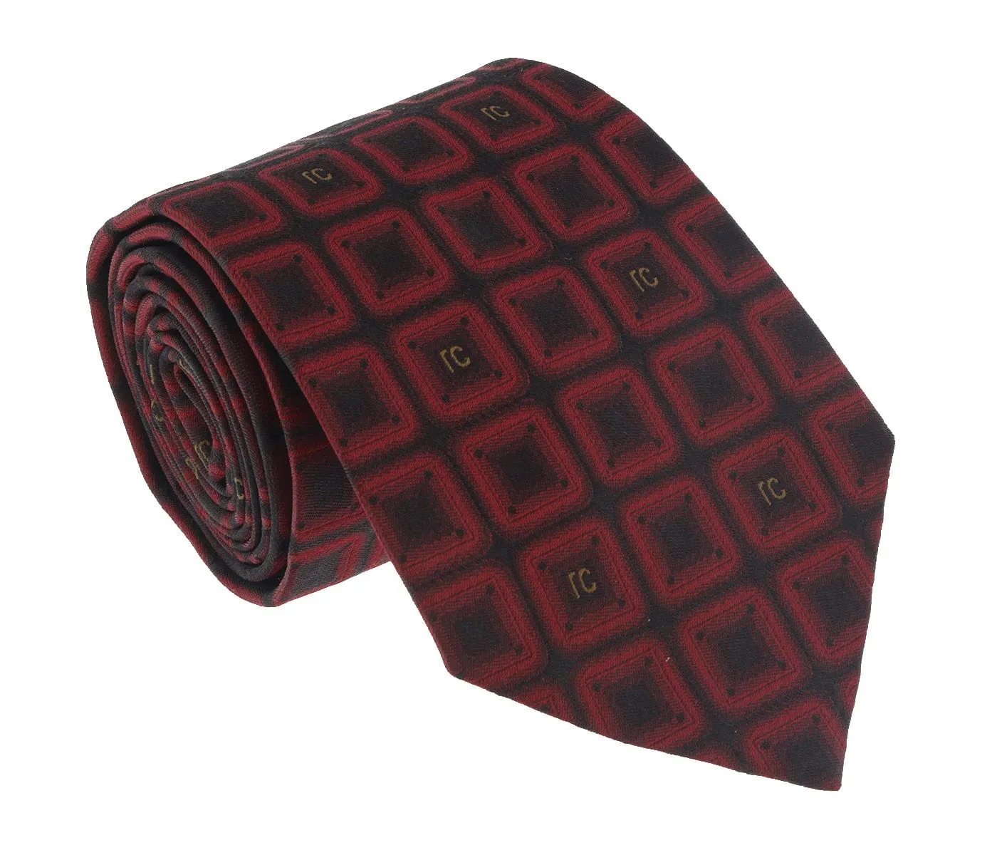 Roberto Cavalli ESZ033 02000 Red Geometric Square Tie