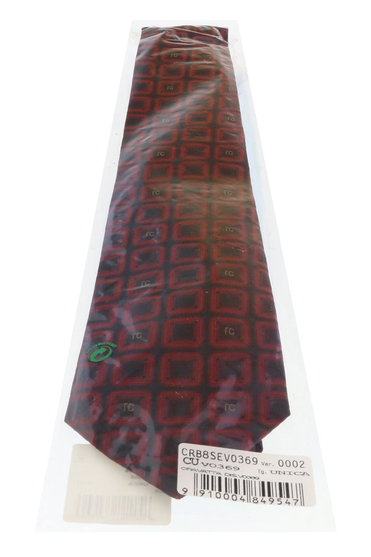 Roberto Cavalli ESZ033 02000 Red Geometric Square Tie