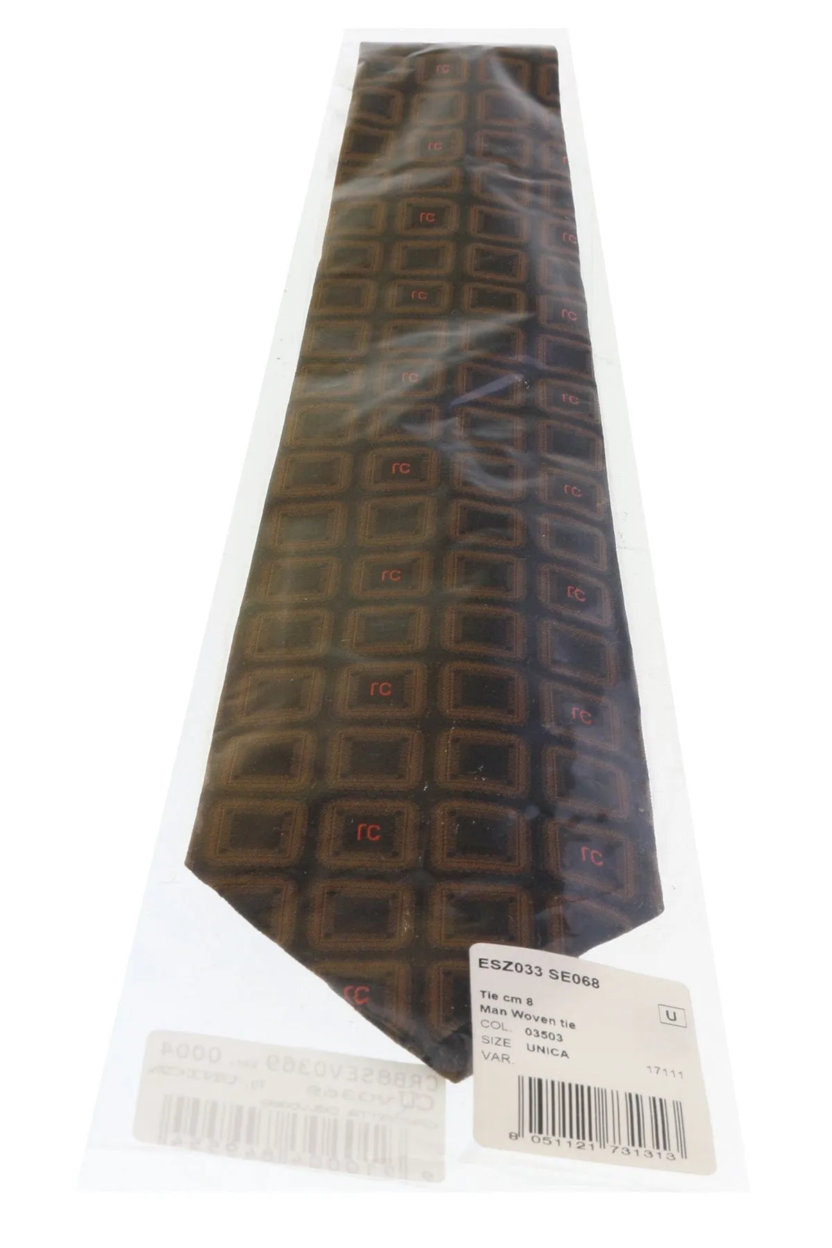 Roberto Cavalli ESZ033 03503 Brown Geometric Square Tie