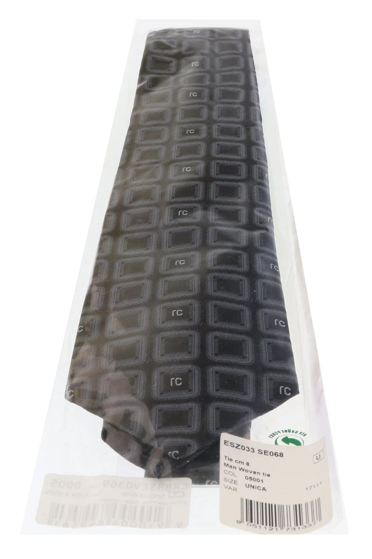 Roberto Cavalli ESZ033 05001 Grey Geometric Square Tie