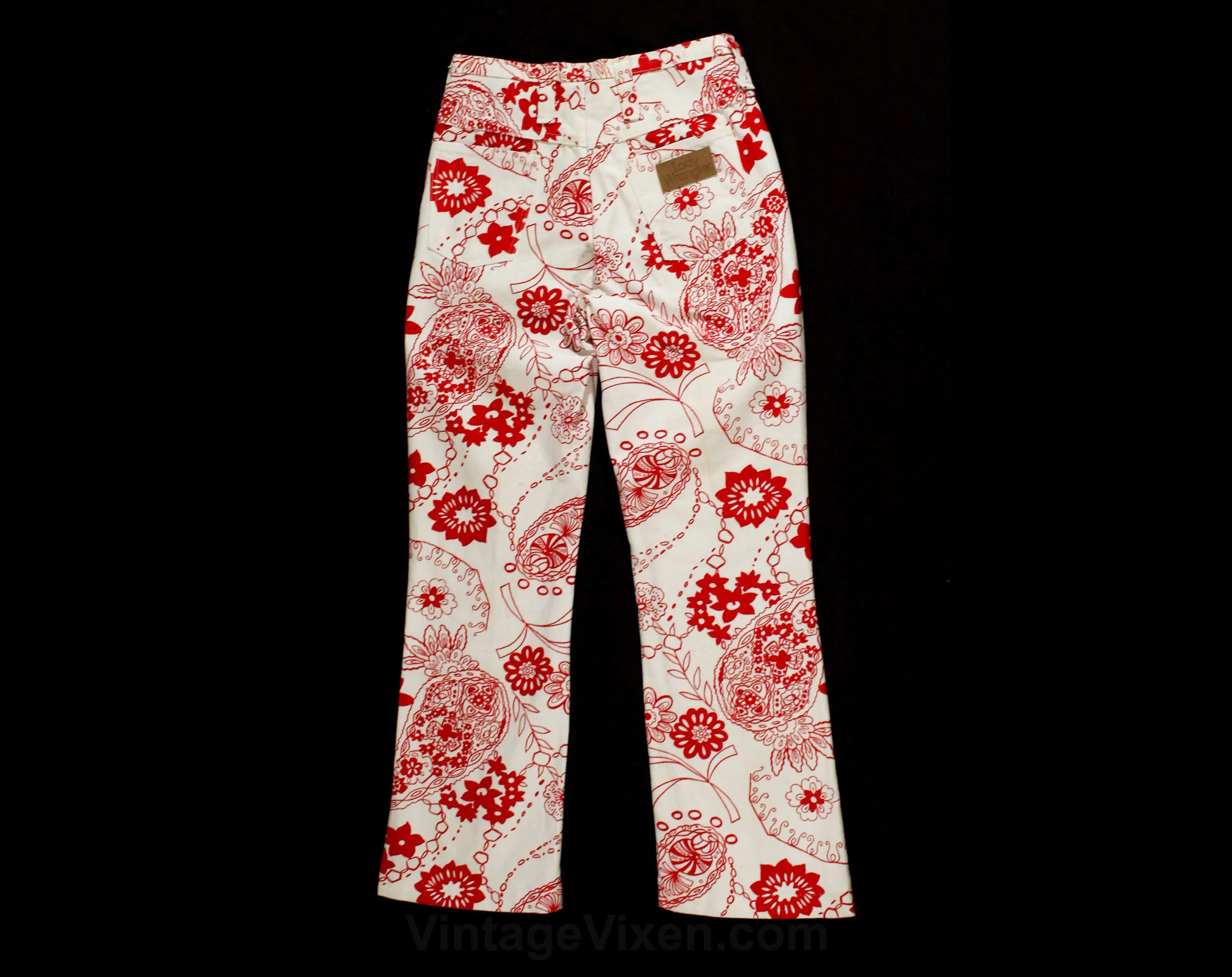 Size 10 Girl's Vest & Pant Set - 1960s Childs Hippie Vest with Laced Front - Matching Pants - Girls Red White Paisley 60s 70s Lace Up Tunic