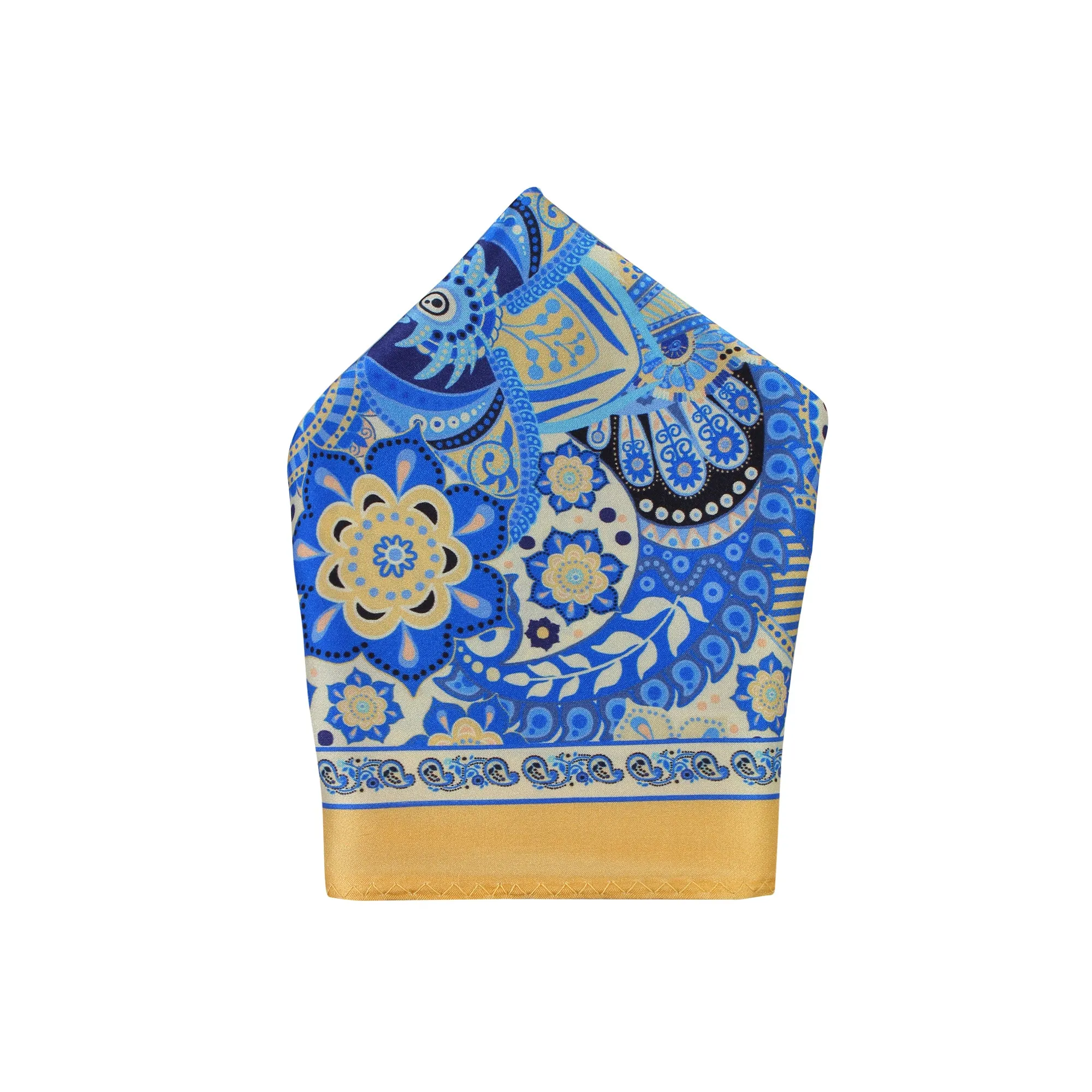 Yellow pocket square, printed silk pocket square